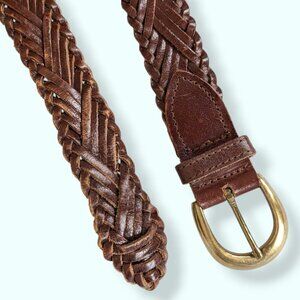 Vintage Woven Brown Leather Belt